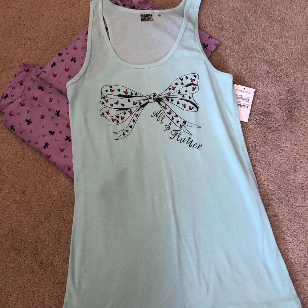 2-PIECE PAJAMA SET, SLEEVESLESS TANK/COTTON BOTTOM